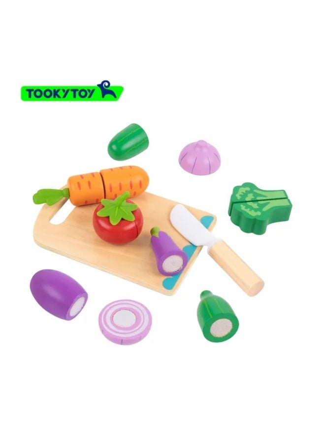 Tooky Toys Cutting Vegetables Pretend Playset - Multicolor - 16 Pcs - Image 1